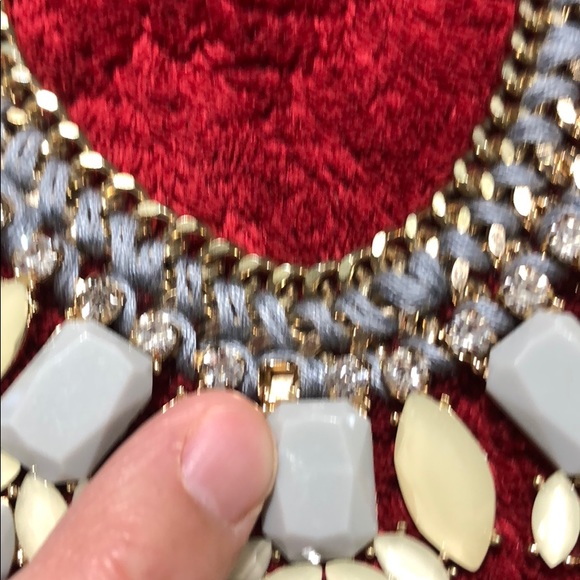 NECKLACE VINTAGE LIKE IN GREY AND STONE - Picture 6 of 6